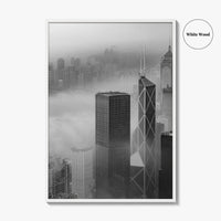 Hong Kong Skyline Black and White Fine Art Photo Print, Skyscraper, China Poster