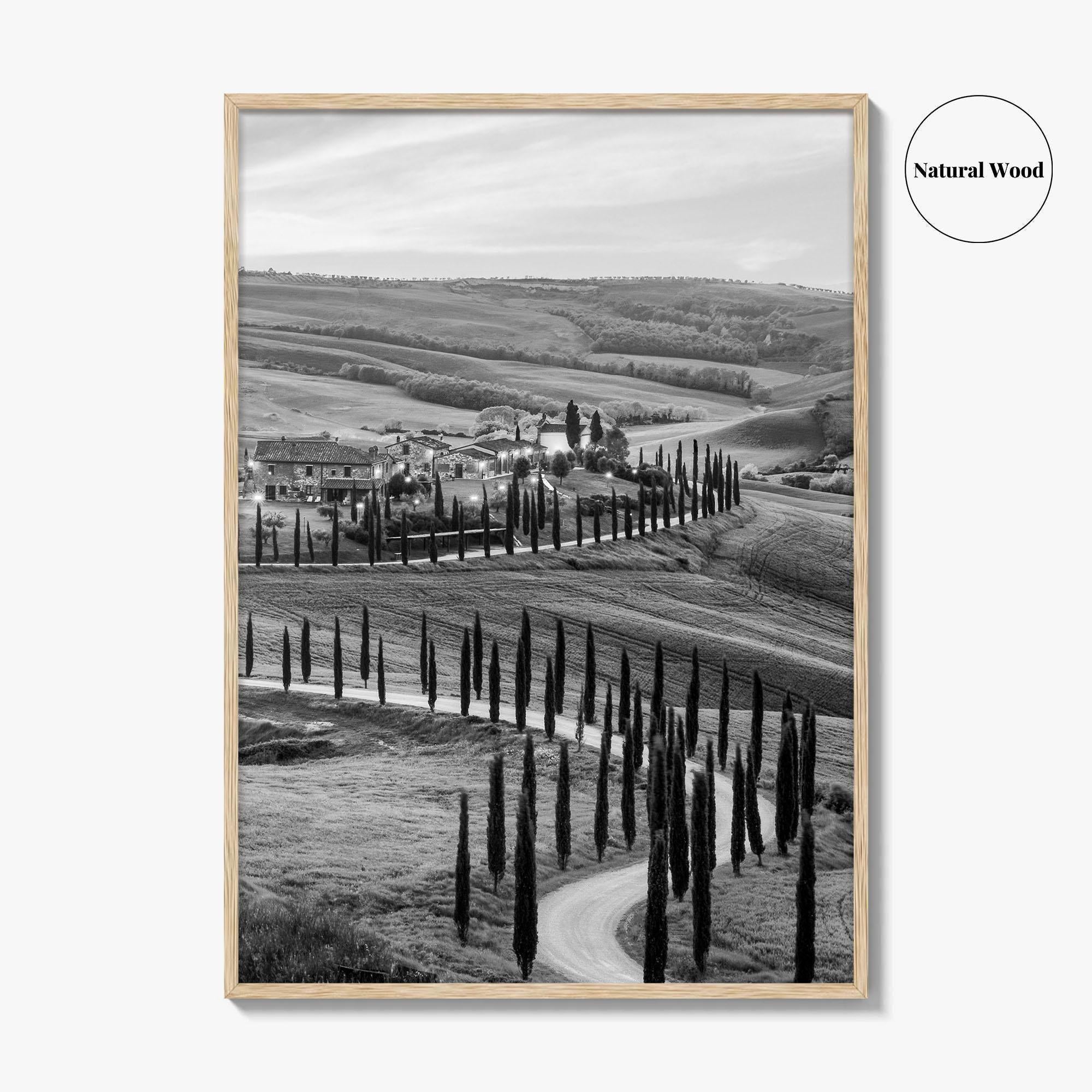 Tuscany Black and White Fine Art Photo Print, Crete Senesi, Siena, Italy Wall Poster