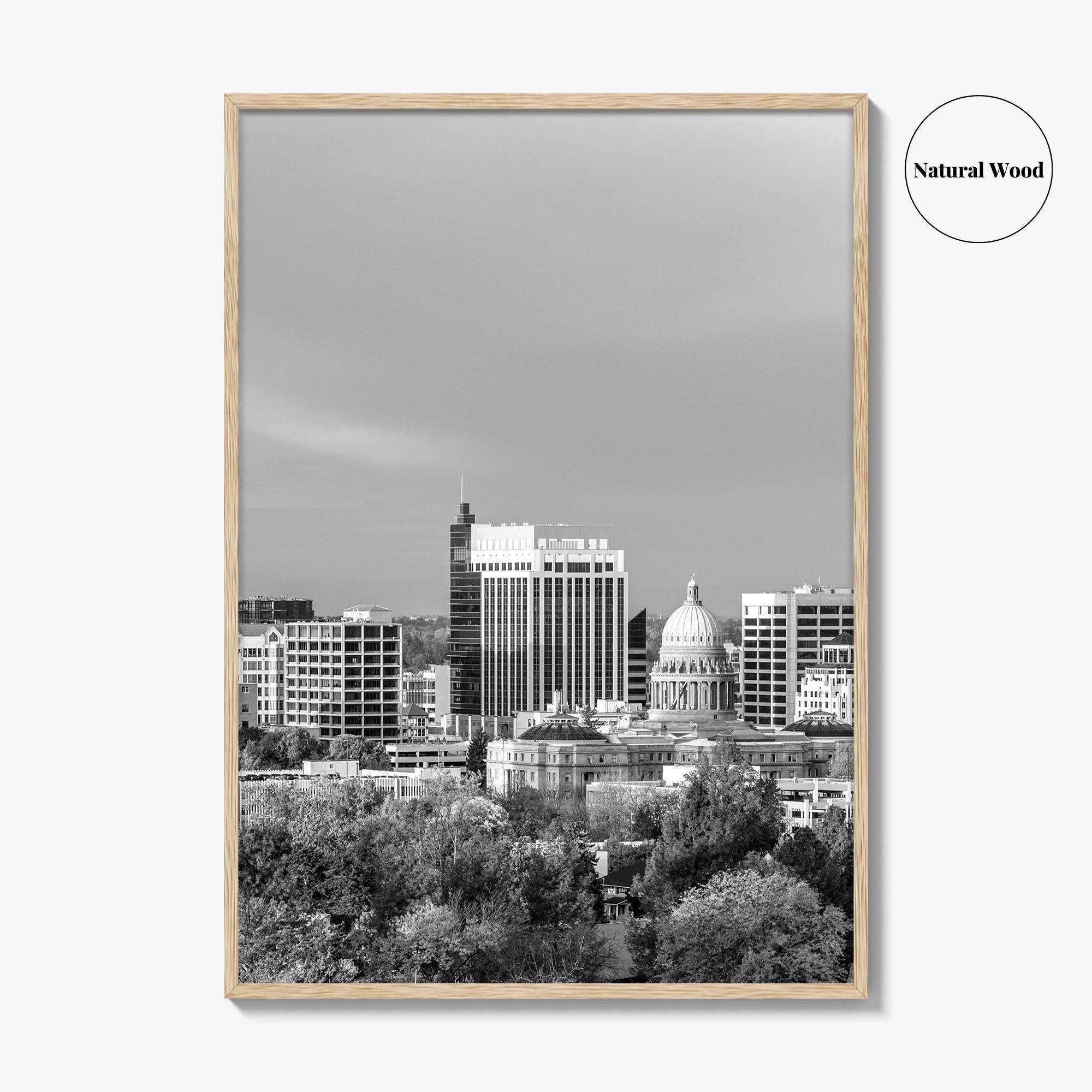 Boise Idaho Skyline Black and White Fine Art Photo Print, USA Wall Poster