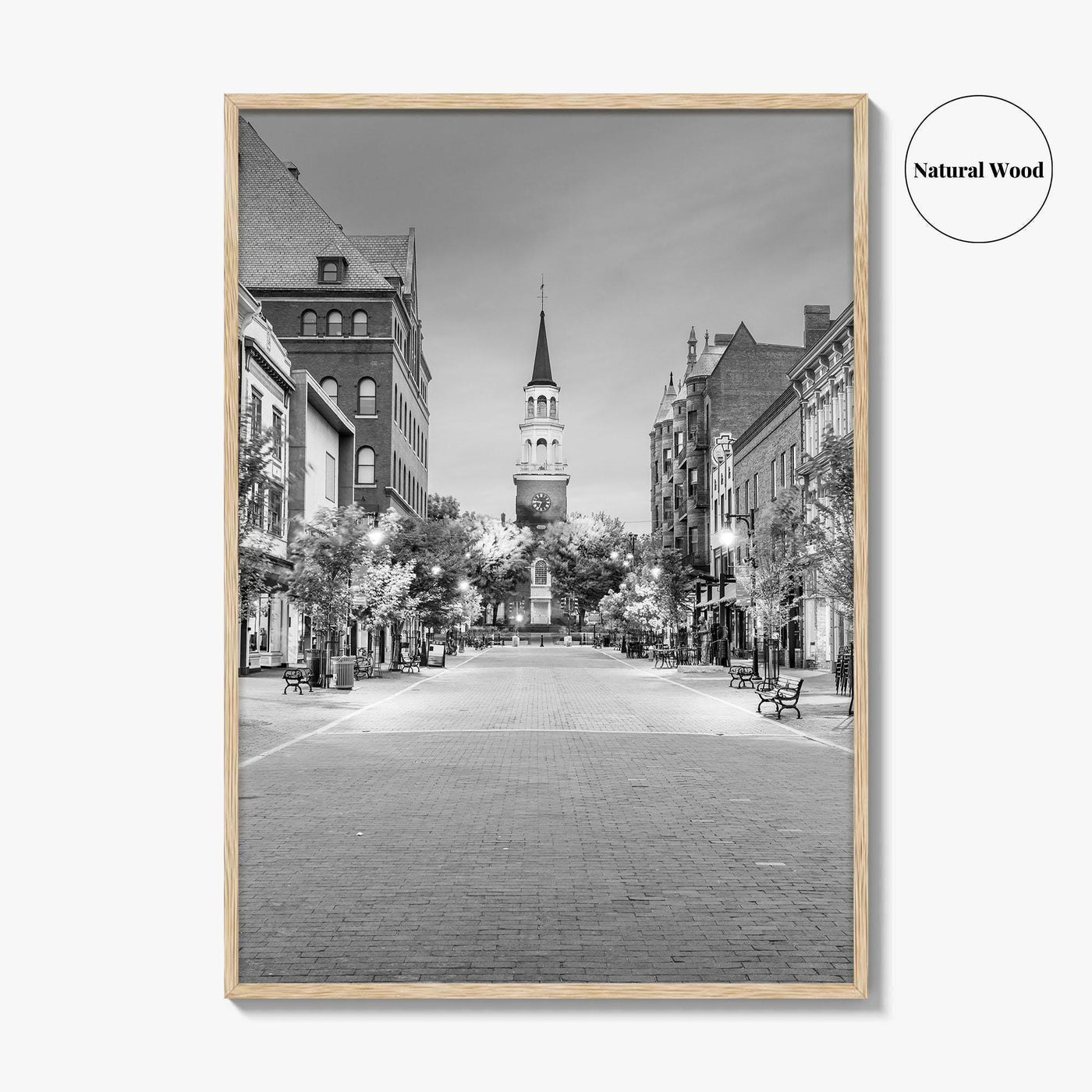 Burlington Black and White Fine Art Photo Print, Vermont, Church Street Marketplace, Poster