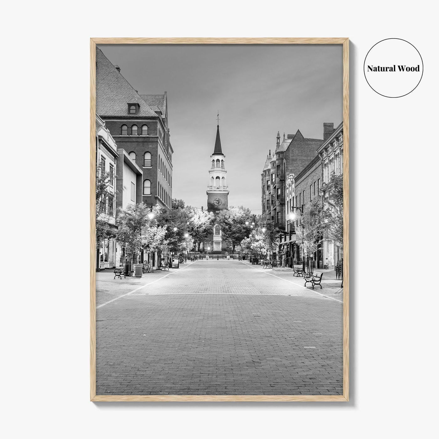 Burlington Black and White Fine Art Photo Print, Vermont, Church Street Marketplace, Poster