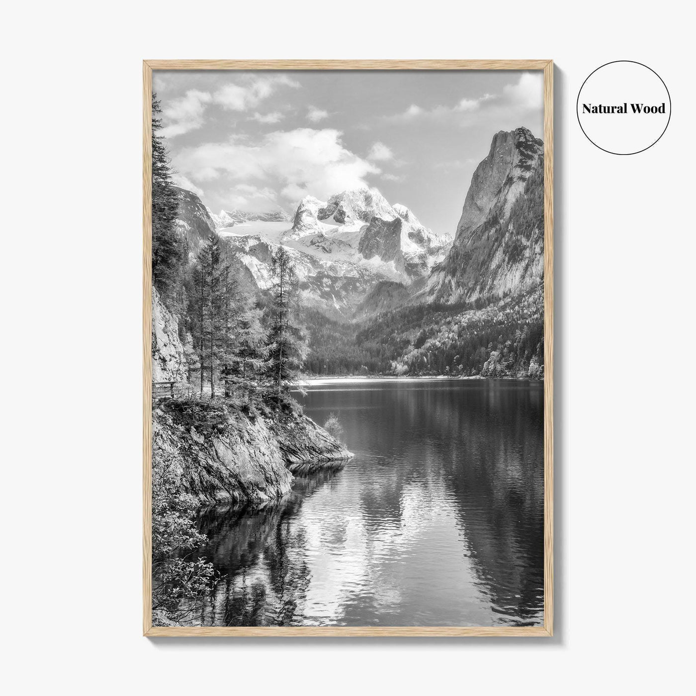 Gosausee Black and White Fine Art Photo Print, Dachstein Glacier Austrian Alps Poster