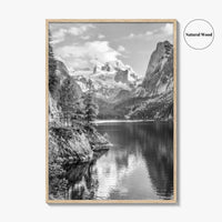 Gosausee Black and White Fine Art Photo Print, Dachstein Glacier Austrian Alps Poster