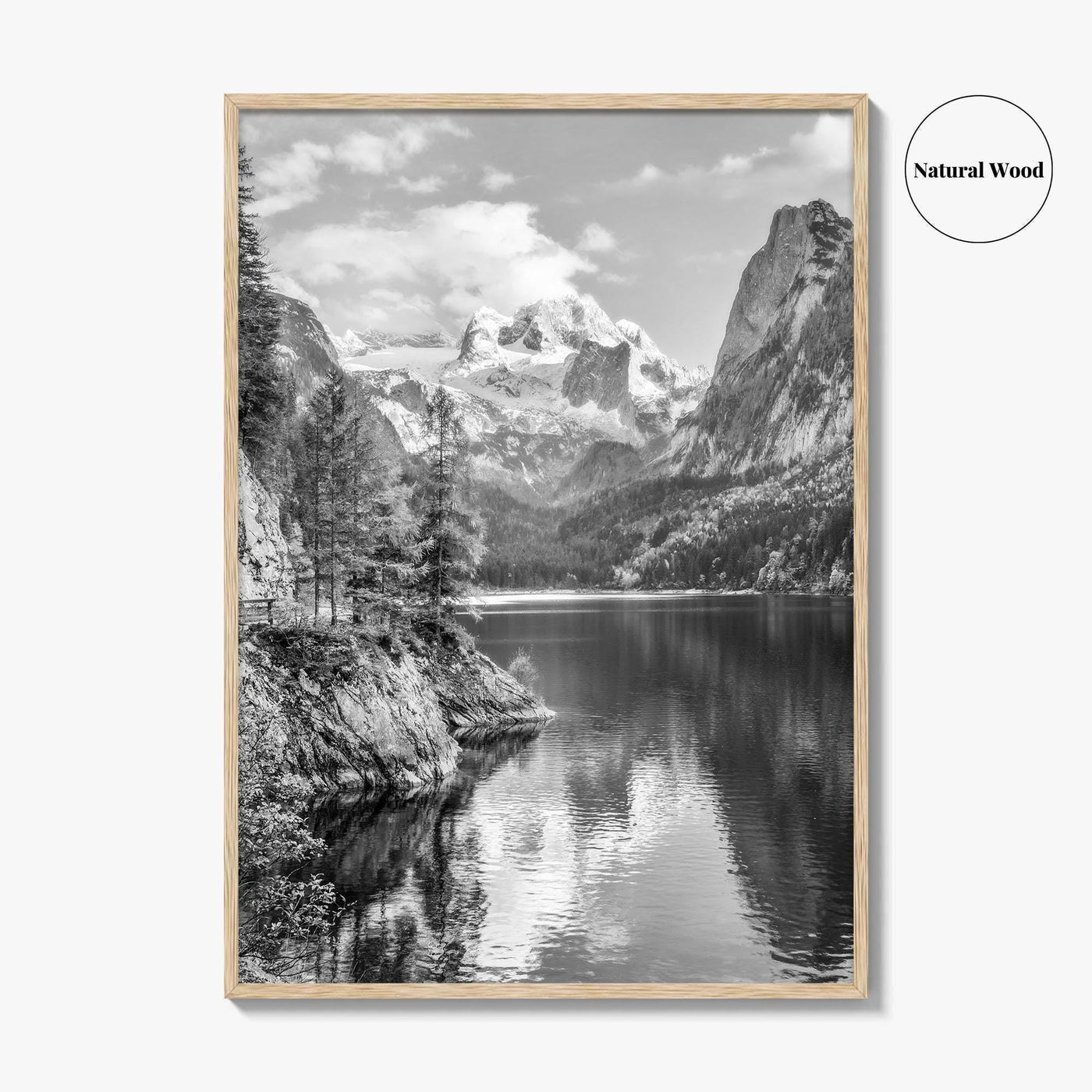 Gosausee Black and White Fine Art Photo Print, Dachstein Glacier Austrian Alps Poster