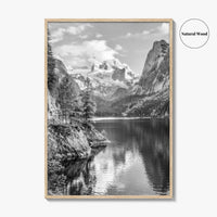 Gosausee Black and White Fine Art Photo Print, Dachstein Glacier Austrian Alps Poster