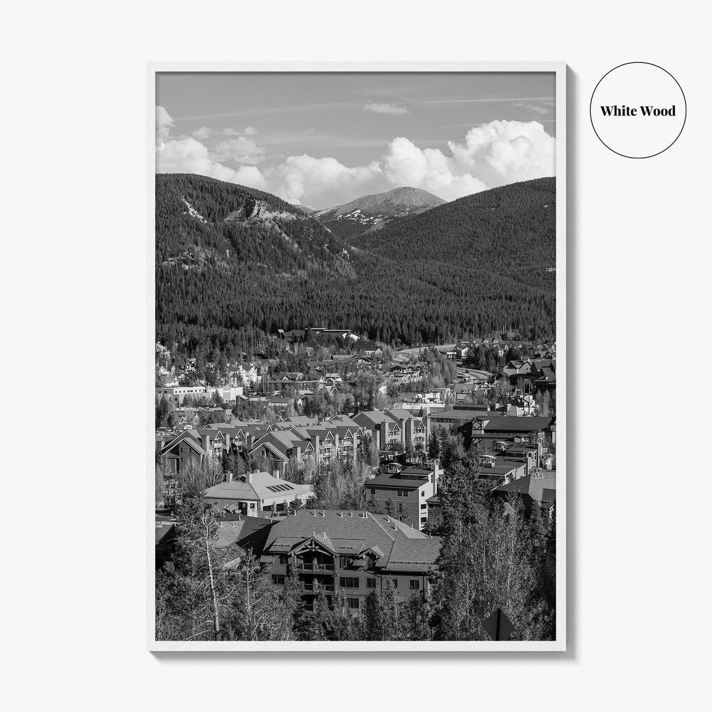 Breckenridge Black and White Fine Art Photo Print, Summit County Colorado Poster, Panorama USA