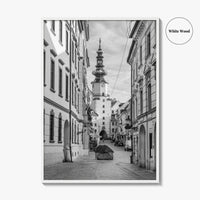 Bratislava Black and White Fine Art Photo Print, Michael's Gate Slovakia Poster