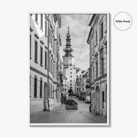 Bratislava Black and White Fine Art Photo Print, Michael's Gate Slovakia Poster