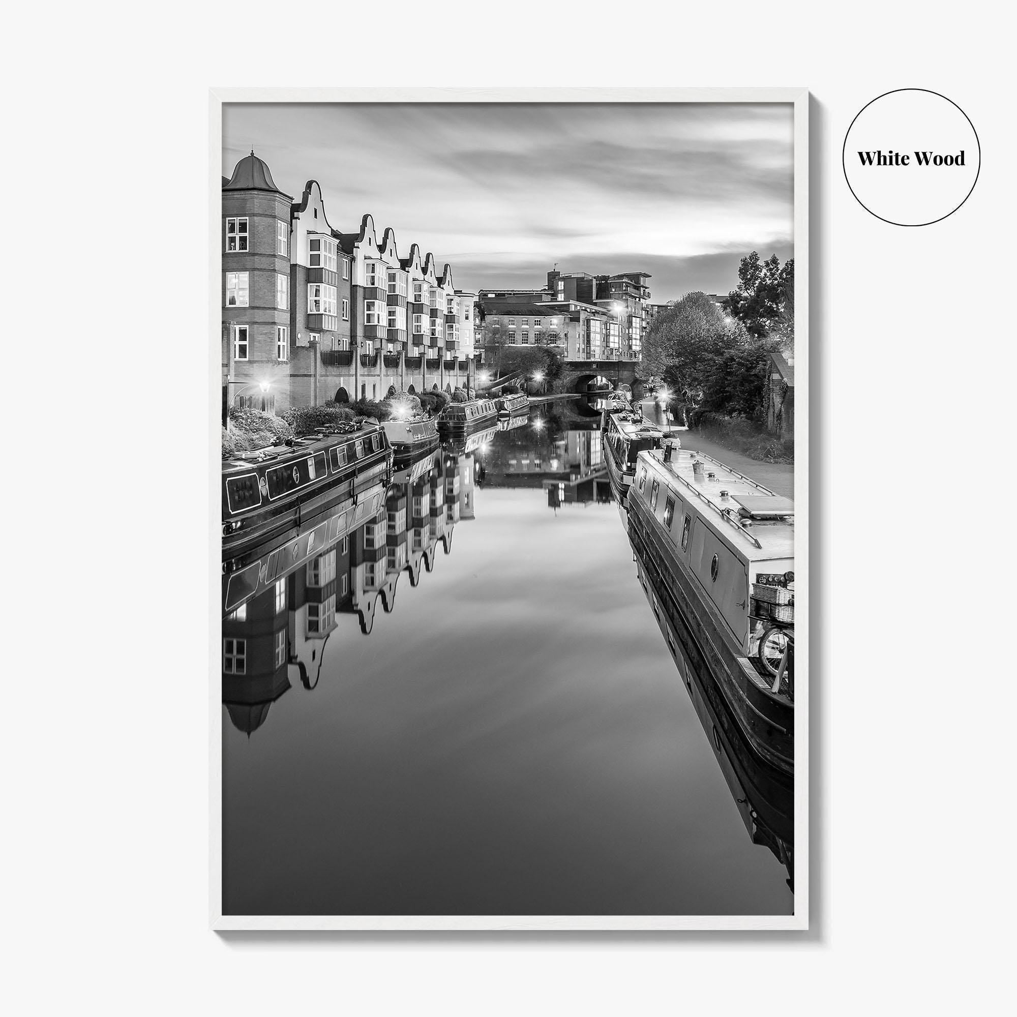 Birmingham Black and White Fine Art Photo Print, Canals West Midlands UK Poster