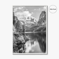 Gosausee Black and White Fine Art Photo Print, Dachstein Glacier Austrian Alps Poster
