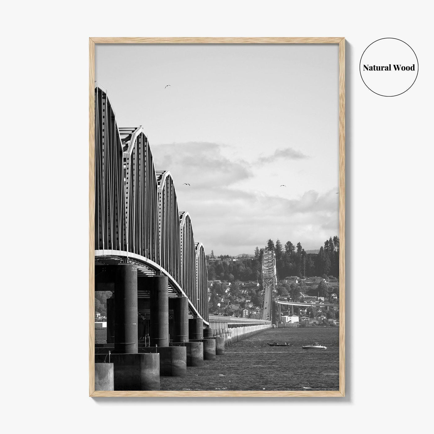 Astoria Black and White Fine Art Photo Print, Columbia River Bridge Oregon Poster