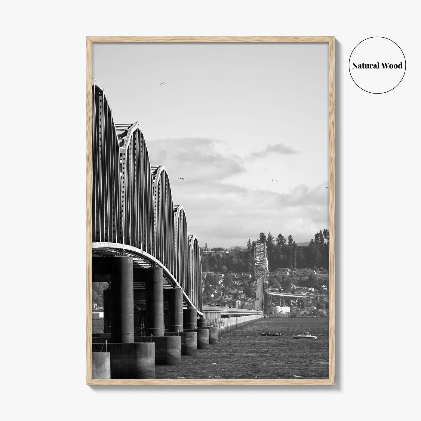 Astoria Black and White Fine Art Photo Print, Columbia River Bridge Oregon Poster