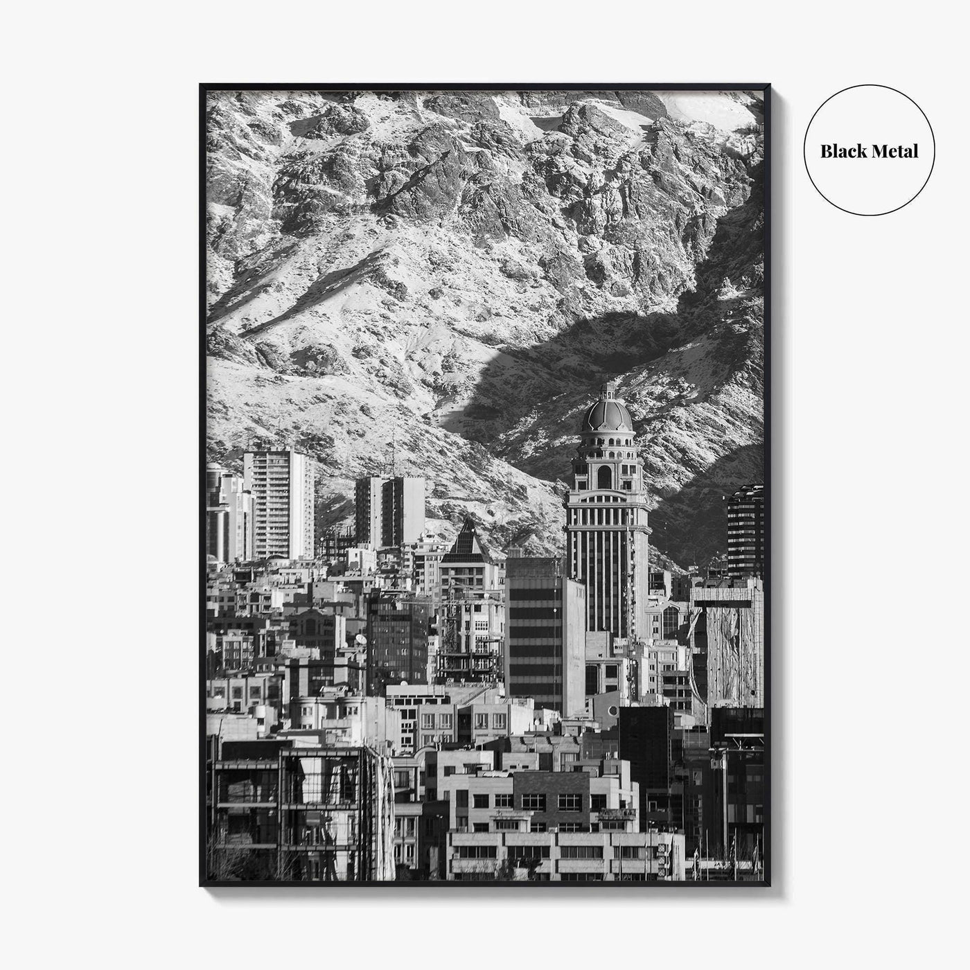 Tehran Black and White Fine Art Photo Print, Iran Wall Decor, Alborz Mountains Poster