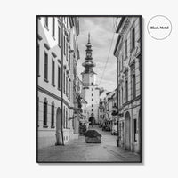 Bratislava Black and White Fine Art Photo Print, Michael's Gate Slovakia Poster