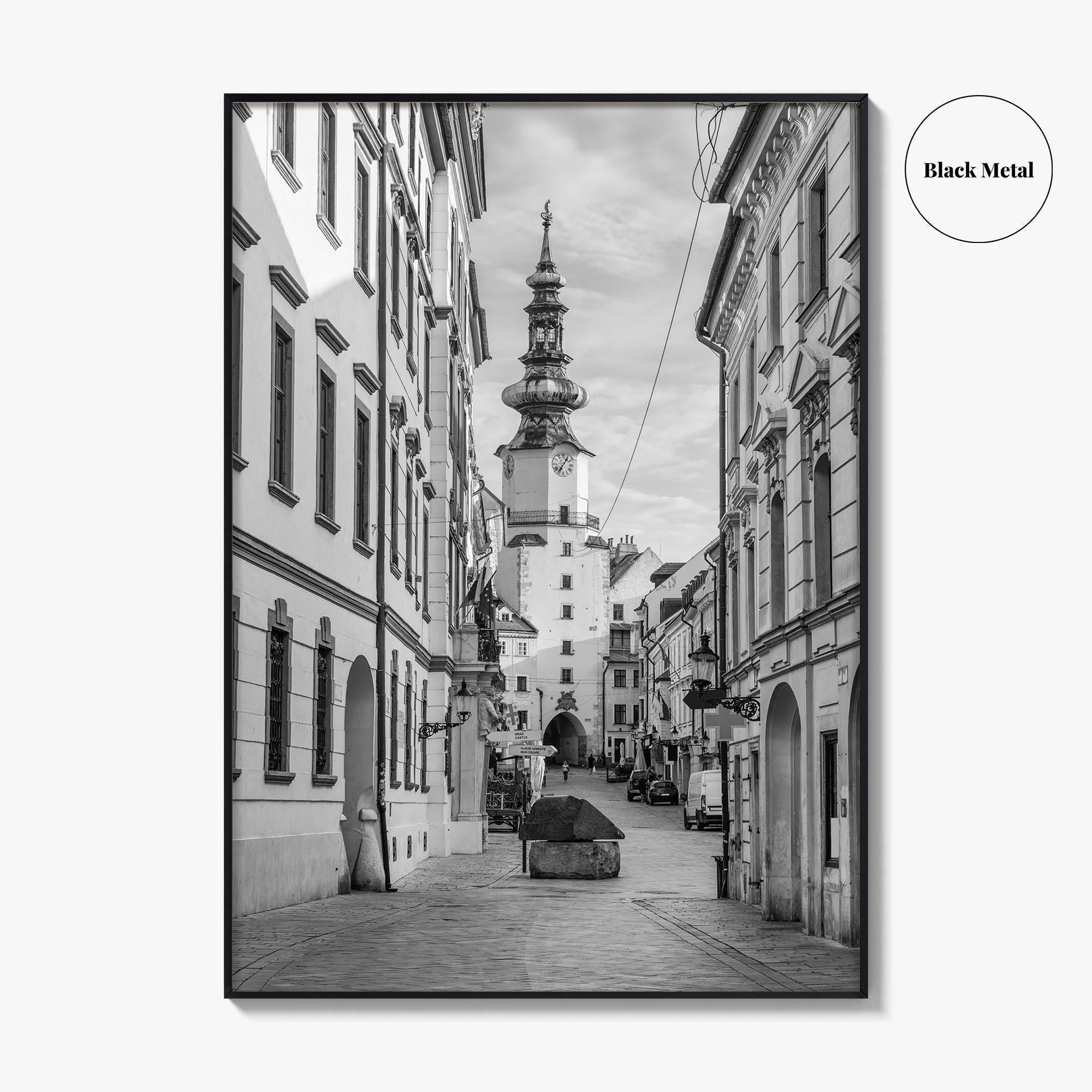 Bratislava Black and White Fine Art Photo Print, Michael's Gate Slovakia Poster