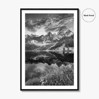 Vorderer Gosausee Black and White Fine Art Photo Print, Austrian Alps Poster