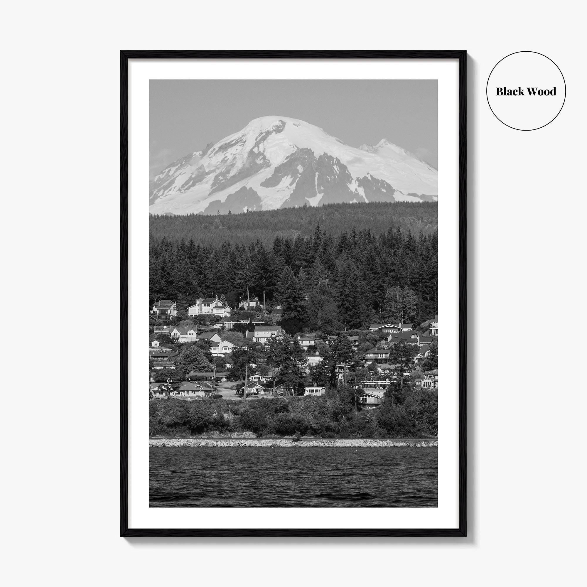 Bellingham Black and White Fine Art Photo Print, Mount Baker Washington Poster