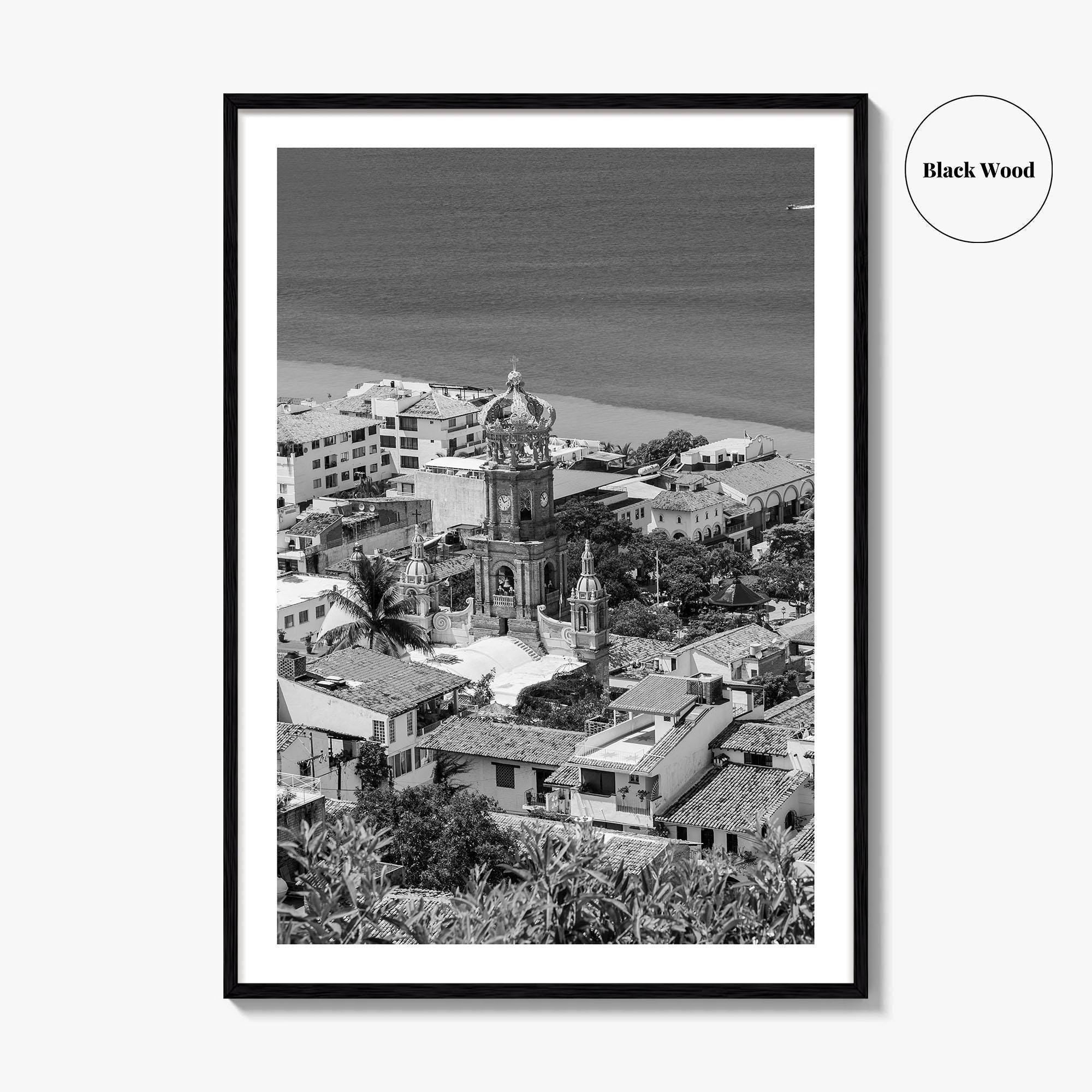Puerto Vallarta Skyline Black and White Fine Art Photo Print, Jalisco Mexico Poster