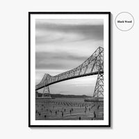 Astoria Oregon Black and White Fine Art Photo Print, Megler Bridge, Columbia River Poster