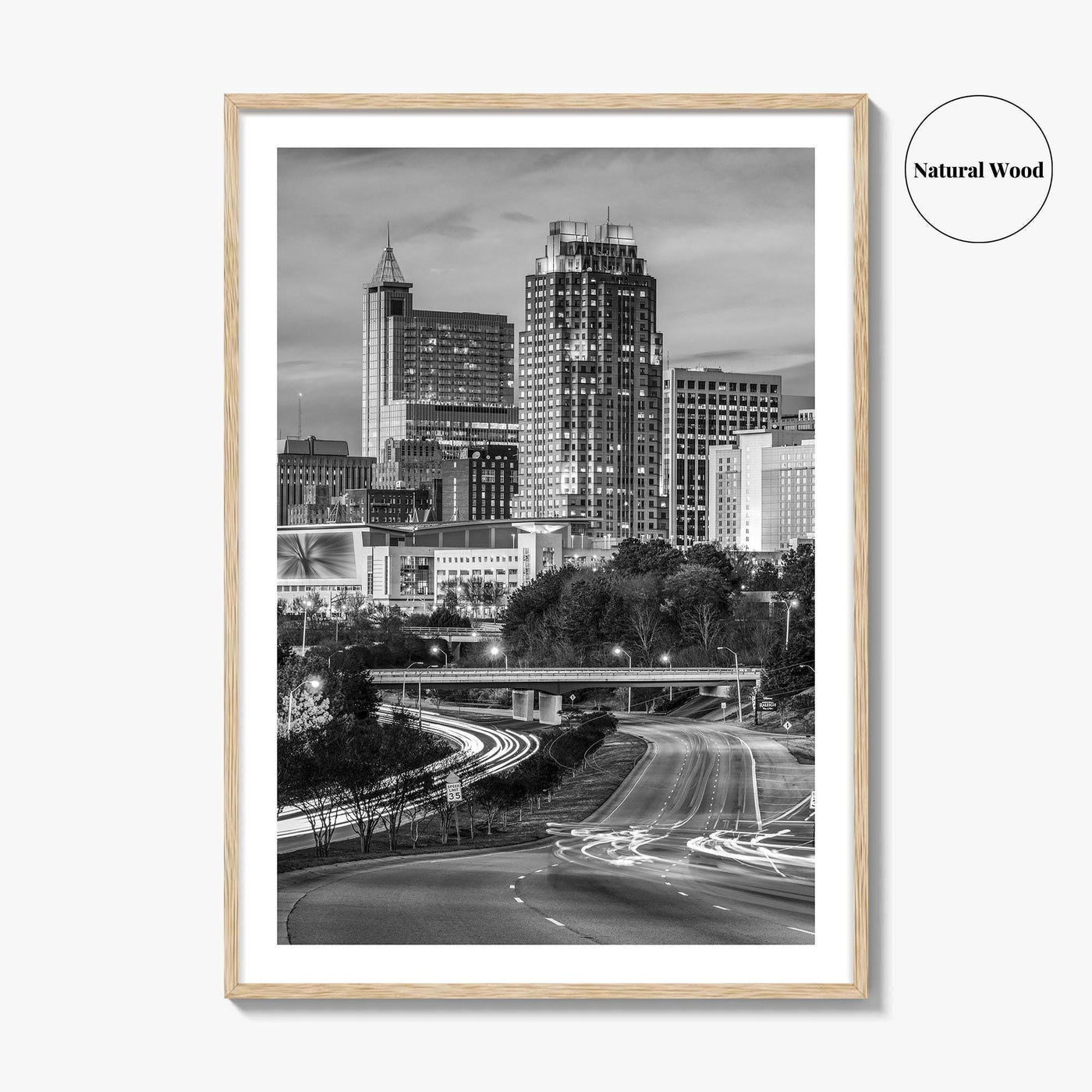 Raleigh Skyline Black and White Fine Art Photo Print, North Carolina Downtown Poster, USA