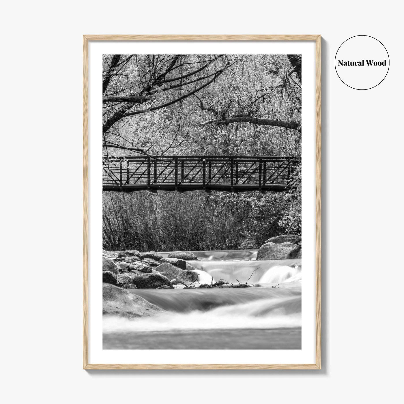 Boulder Creek Black and White Fine Art Photo Print, Colorado USA Poster