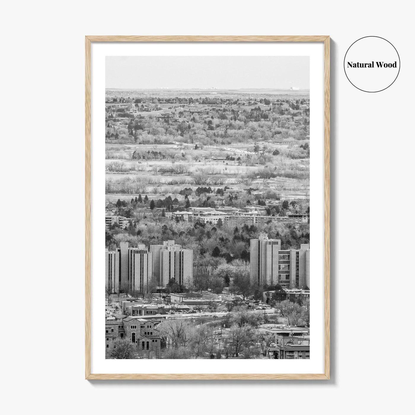 Boulder Black and White Fine Art Photo Print, Colorado Aerial View Poster, USA