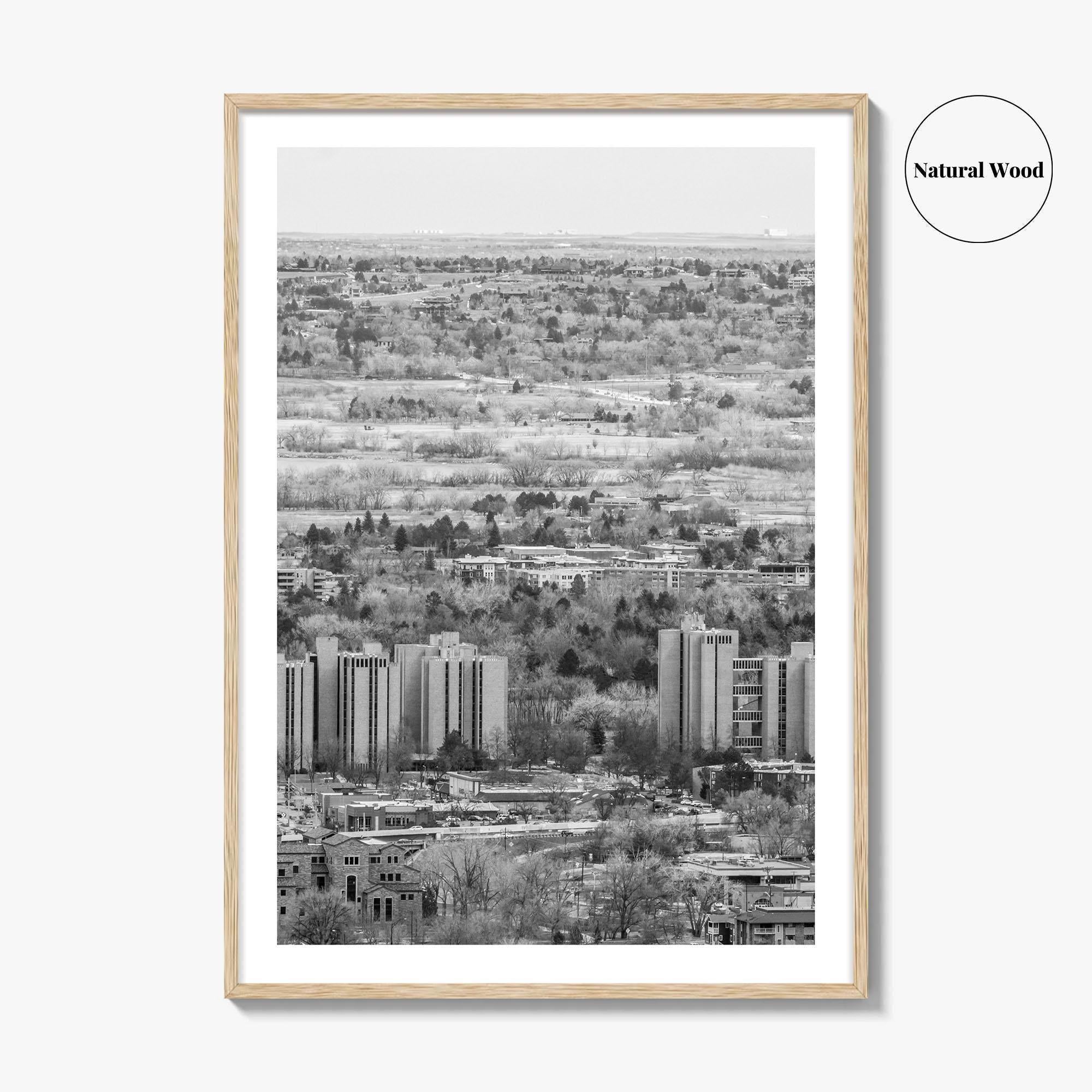 Boulder Black and White Fine Art Photo Print, Colorado Aerial View Poster, USA