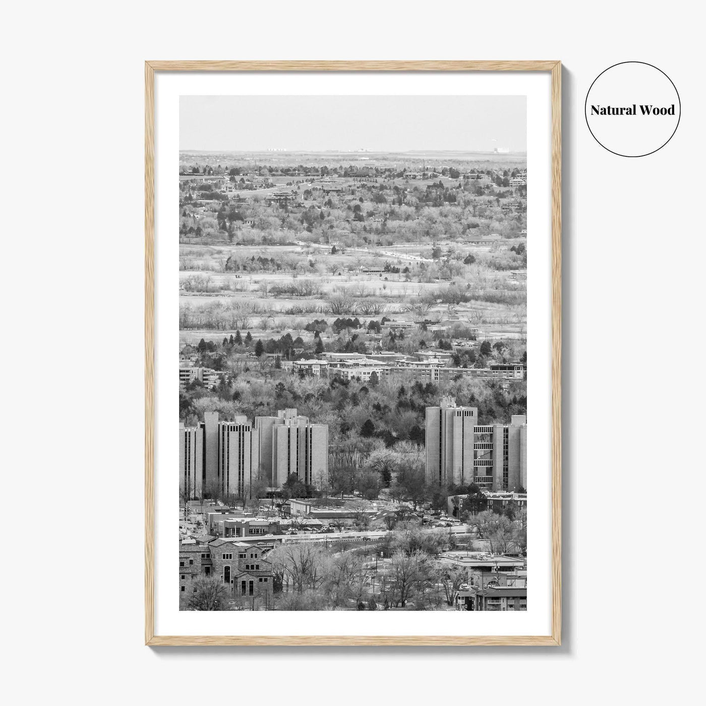 Boulder Black and White Fine Art Photo Print, Colorado Aerial View Poster, USA