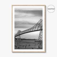 Astoria Oregon Black and White Fine Art Photo Print, Megler Bridge, Columbia River Poster