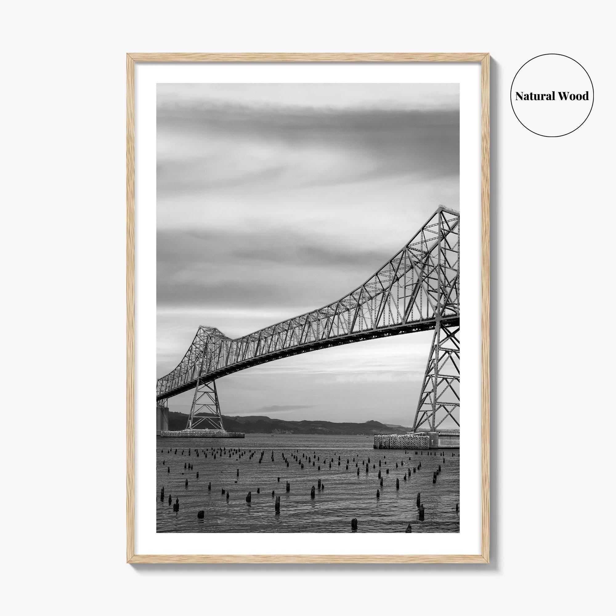 Astoria Oregon Black and White Fine Art Photo Print, Megler Bridge, Columbia River Poster
