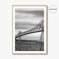 Astoria Oregon Black and White Fine Art Photo Print, Megler Bridge, Columbia River Poster