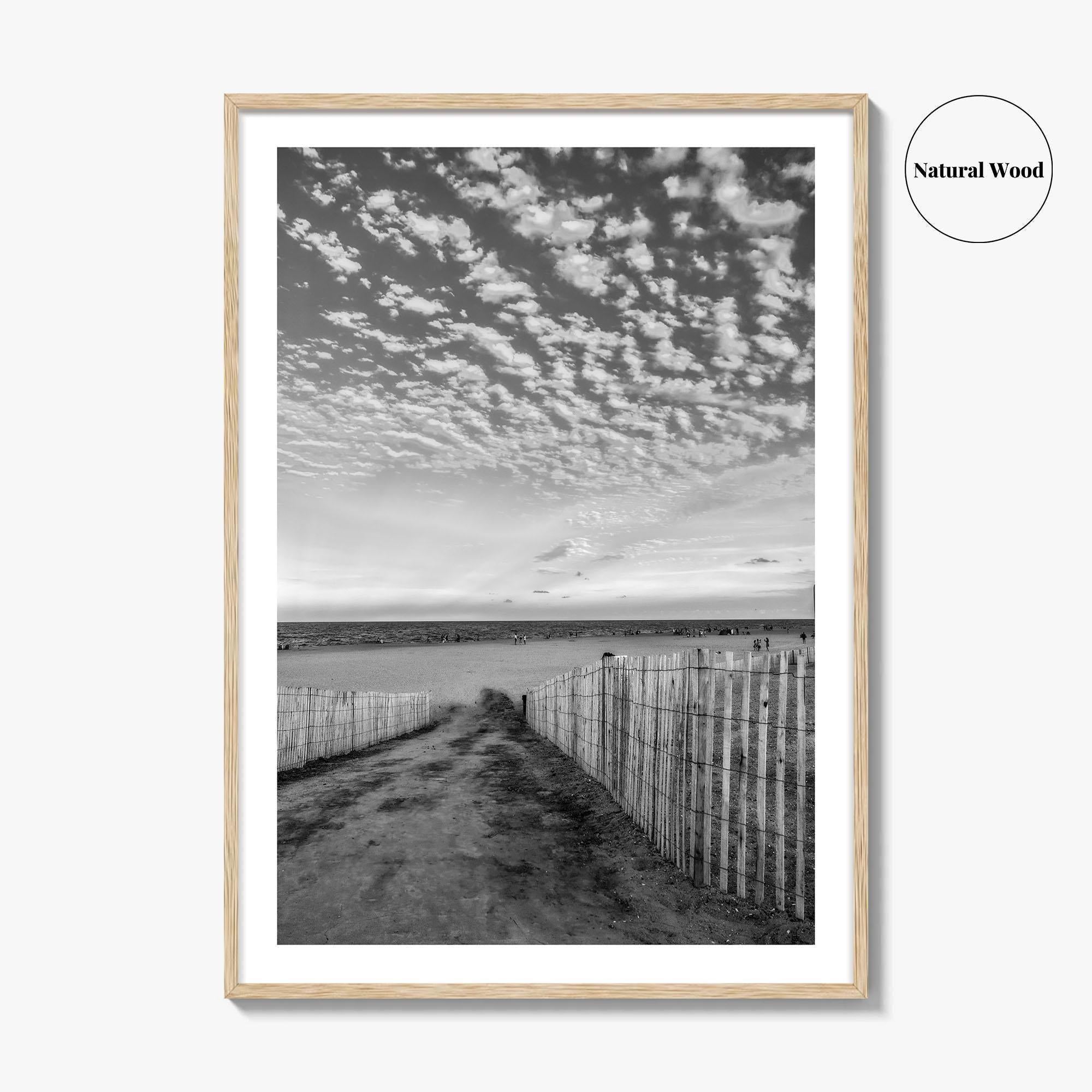 Bethany Beach Black and White Fine Art Photo Print, Delaware Coastal Atlantic Ocean Poster