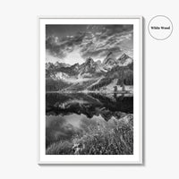 Vorderer Gosausee Black and White Fine Art Photo Print, Austrian Alps Poster