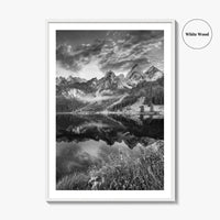 Vorderer Gosausee Black and White Fine Art Photo Print, Austrian Alps Poster