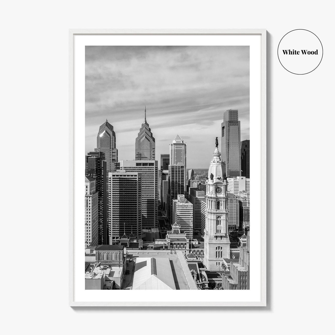 Philadelphia Skyline Black and White Fine Art Photo Print, Downtown Poster, Pennsylvania USA, Philly