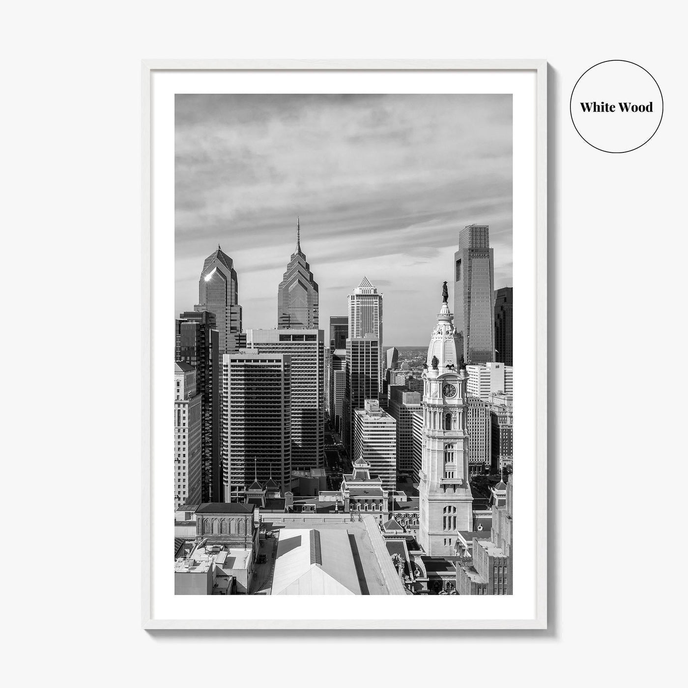 Philadelphia Skyline Black and White Fine Art Photo Print, Downtown Poster, Pennsylvania USA, Philly