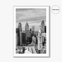 Philadelphia Skyline Black and White Fine Art Photo Print, Downtown Poster, Pennsylvania USA, Philly