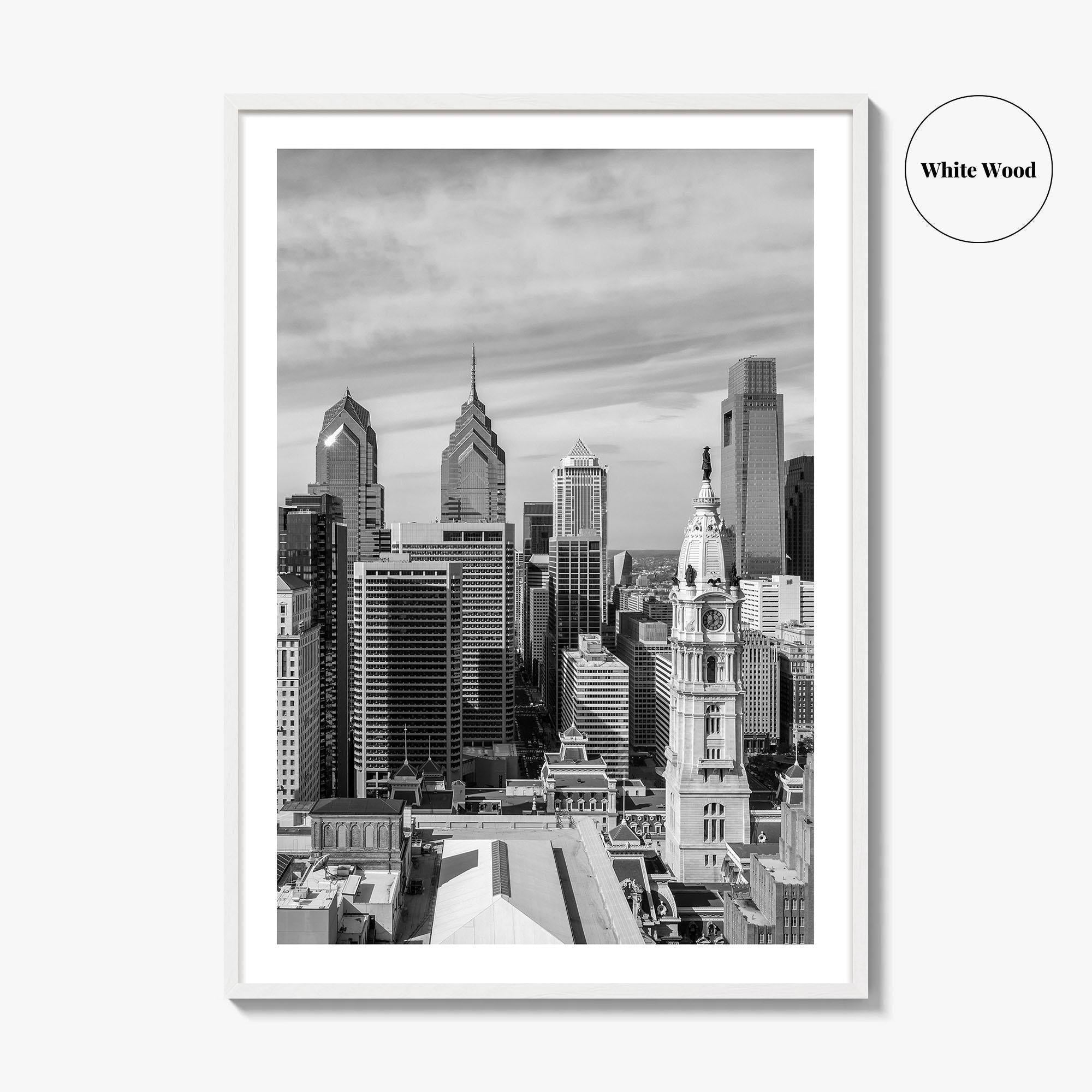 Philadelphia Skyline Black and White Fine Art Photo Print, Downtown Poster, Pennsylvania USA, Philly