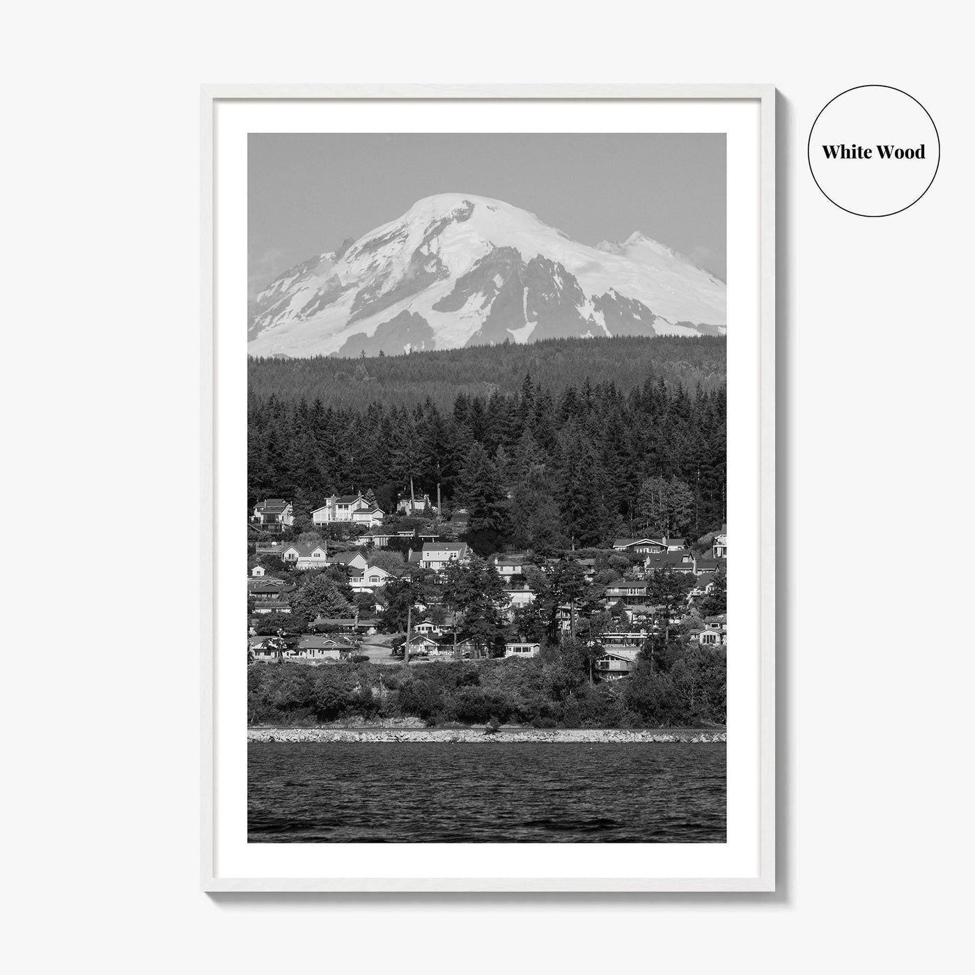 Bellingham Black and White Fine Art Photo Print, Mount Baker Washington Poster