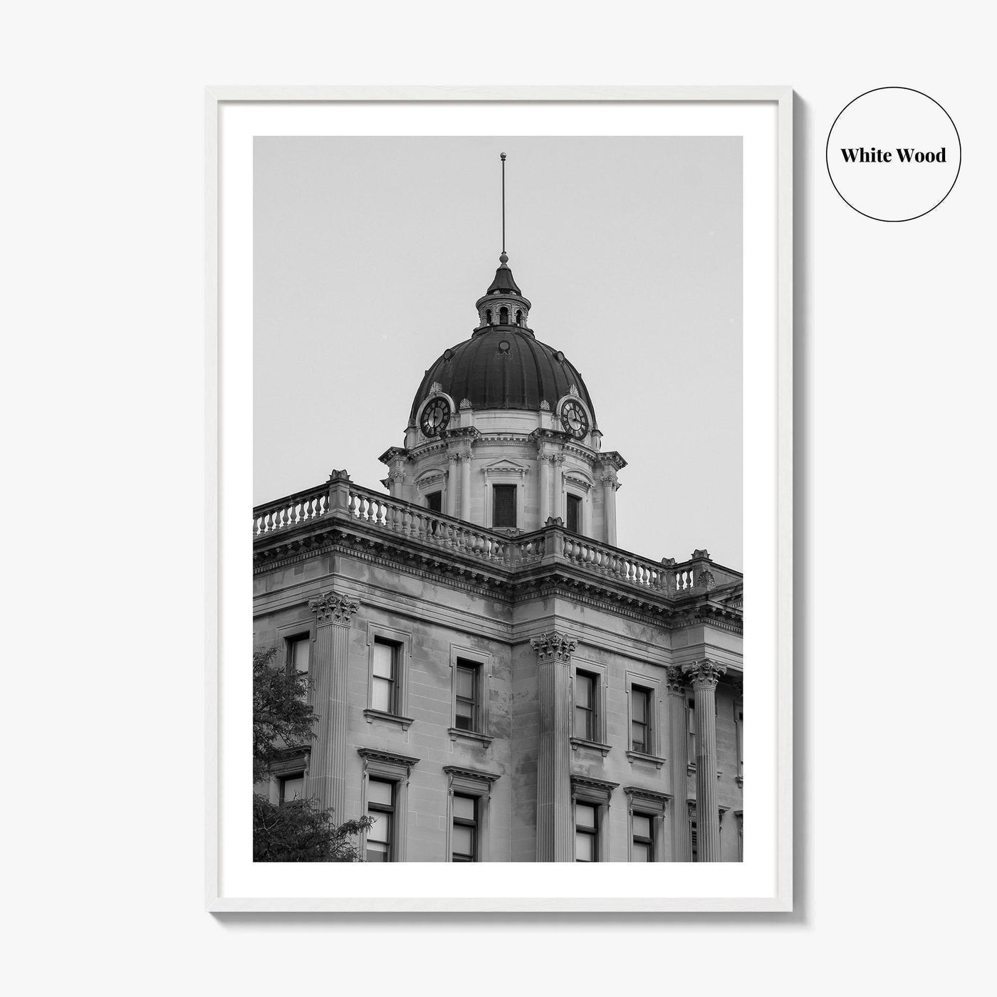 Bloomington Black and White Fine Art Photo Print, Illinois, Wall Decor, McLean County Courthouse