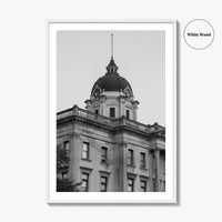 Bloomington Black and White Fine Art Photo Print, Illinois, Wall Decor, McLean County Courthouse