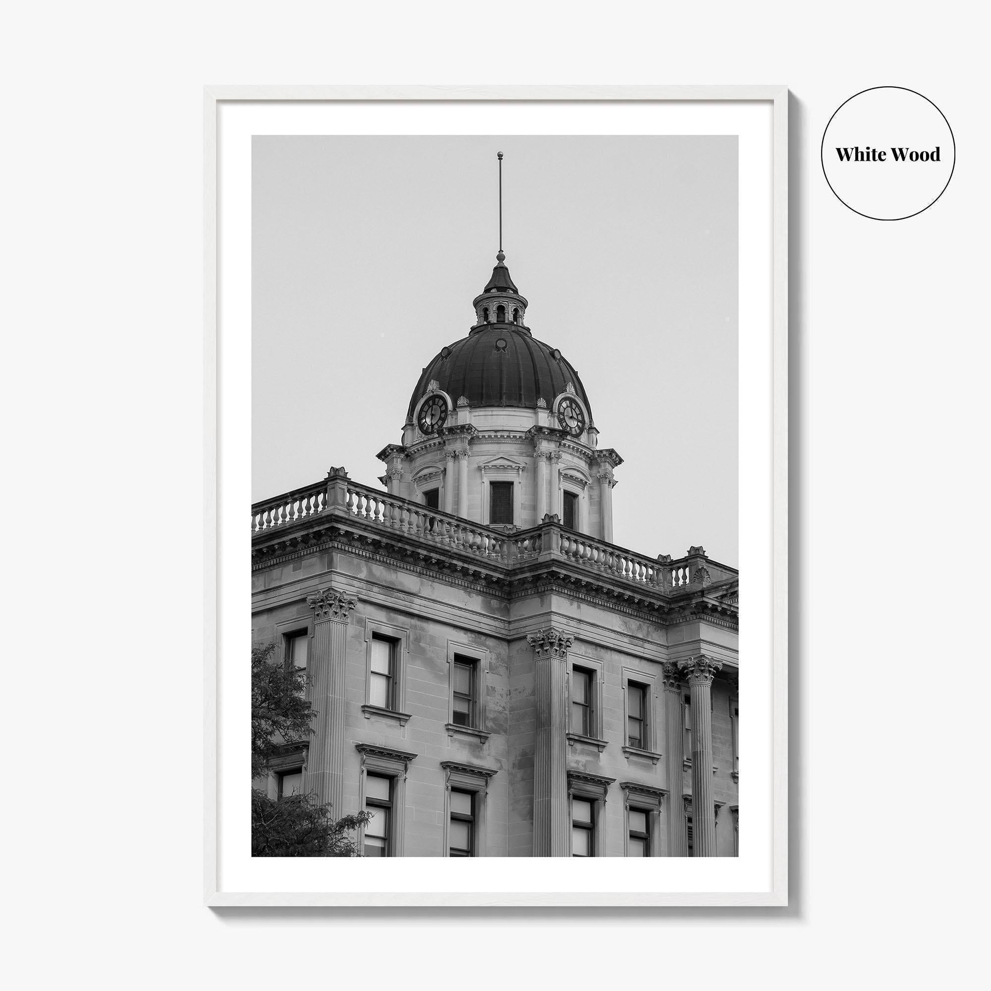Bloomington Black and White Fine Art Photo Print, Illinois, Wall Decor, McLean County Courthouse