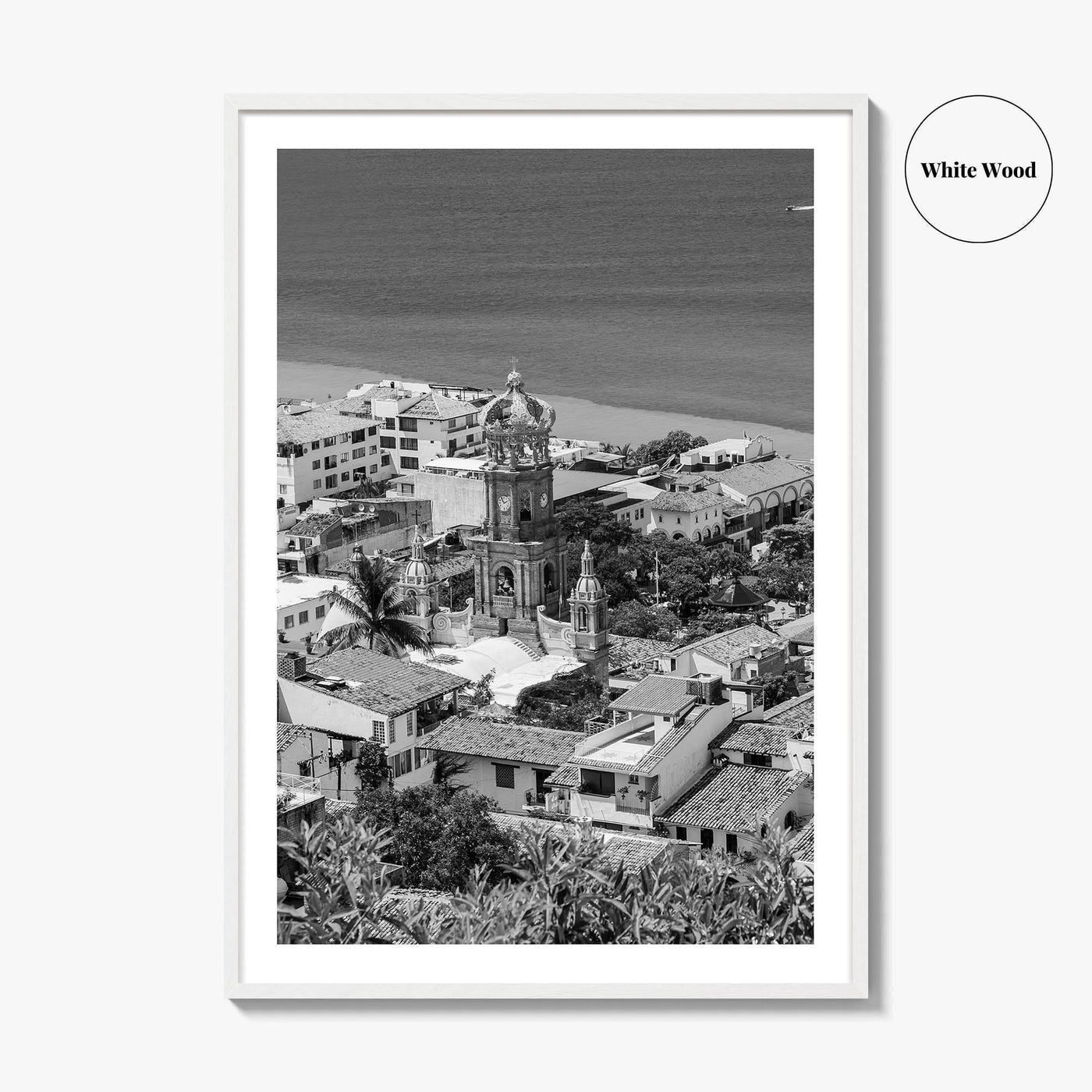 Puerto Vallarta Skyline Black and White Fine Art Photo Print, Jalisco Mexico Poster
