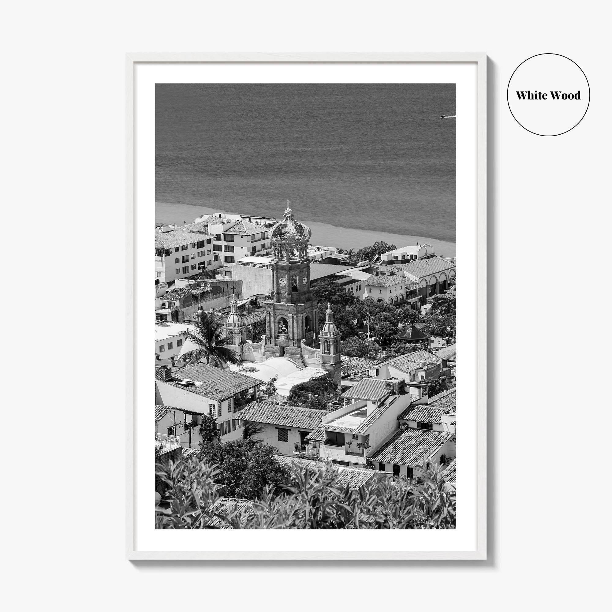 Puerto Vallarta Skyline Black and White Fine Art Photo Print, Jalisco Mexico Poster
