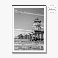 Huntington Beach Black and White Fine Art Photo Print, Orange County Pier California Poster