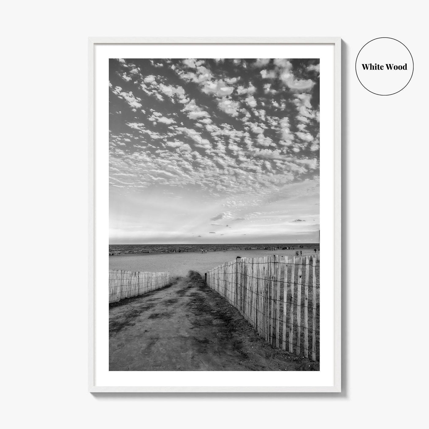 Bethany Beach Black and White Fine Art Photo Print, Delaware Coastal Atlantic Ocean Poster