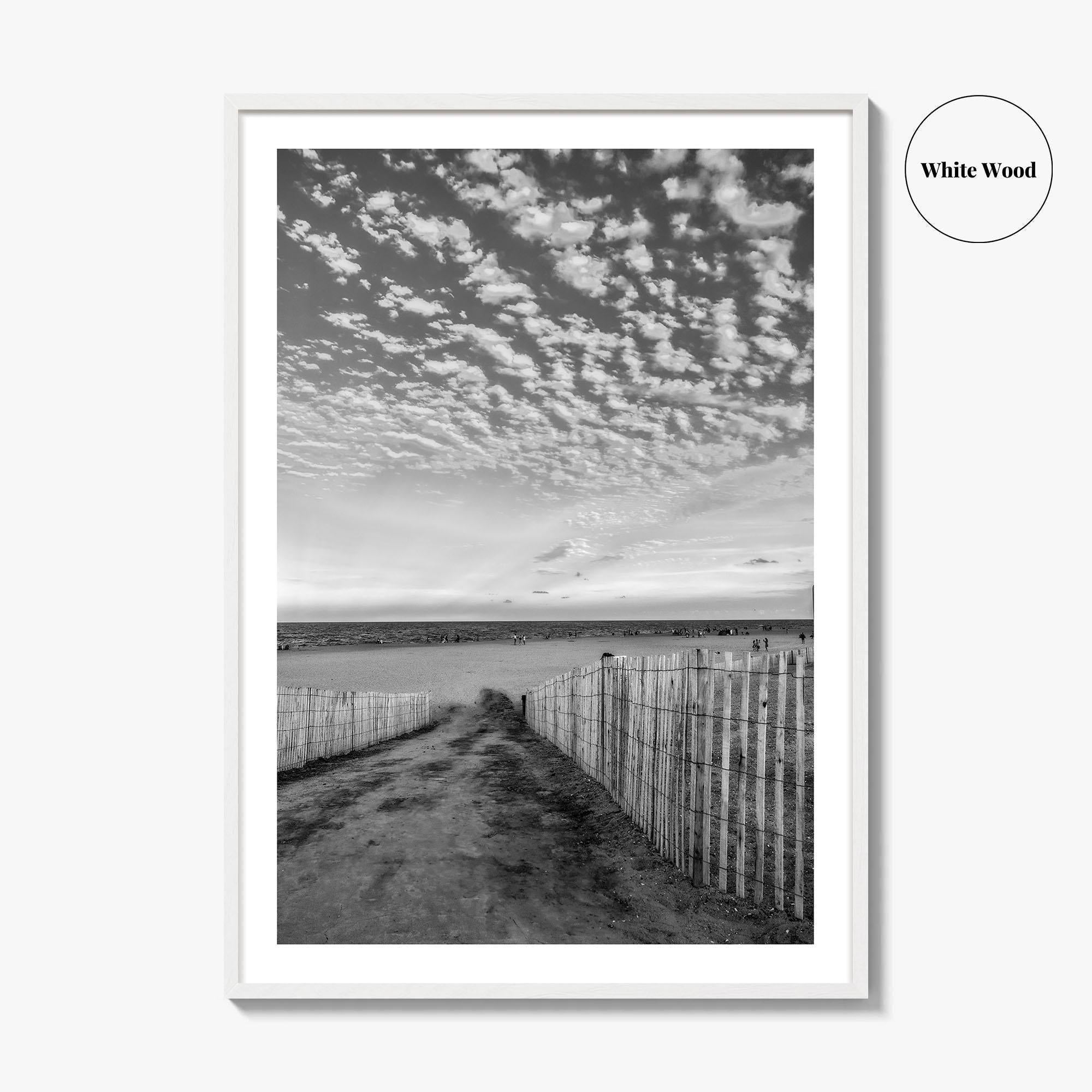 Bethany Beach Black and White Fine Art Photo Print, Delaware Coastal Atlantic Ocean Poster