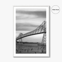 Astoria Oregon Black and White Fine Art Photo Print, Megler Bridge, Columbia River Poster