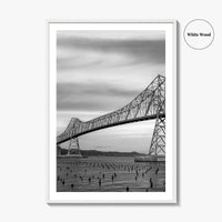 Astoria Oregon Black and White Fine Art Photo Print, Megler Bridge, Columbia River Poster