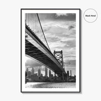 Philadelphia Skyline Black and White Fine Art Photo Print, Ben Franklin Bridge Poster